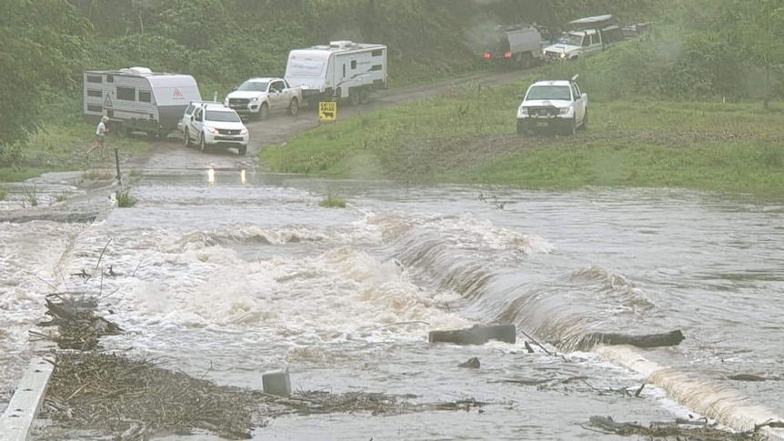 A flooded bridge at Tiri, west of Kempsey, Jan 1 2021