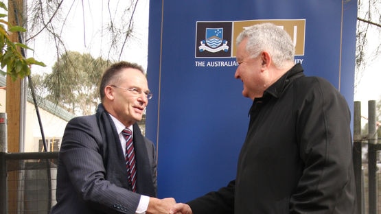 ACT Chief Minister Jon Stanhope and ANU vice chancellor Ian chubb