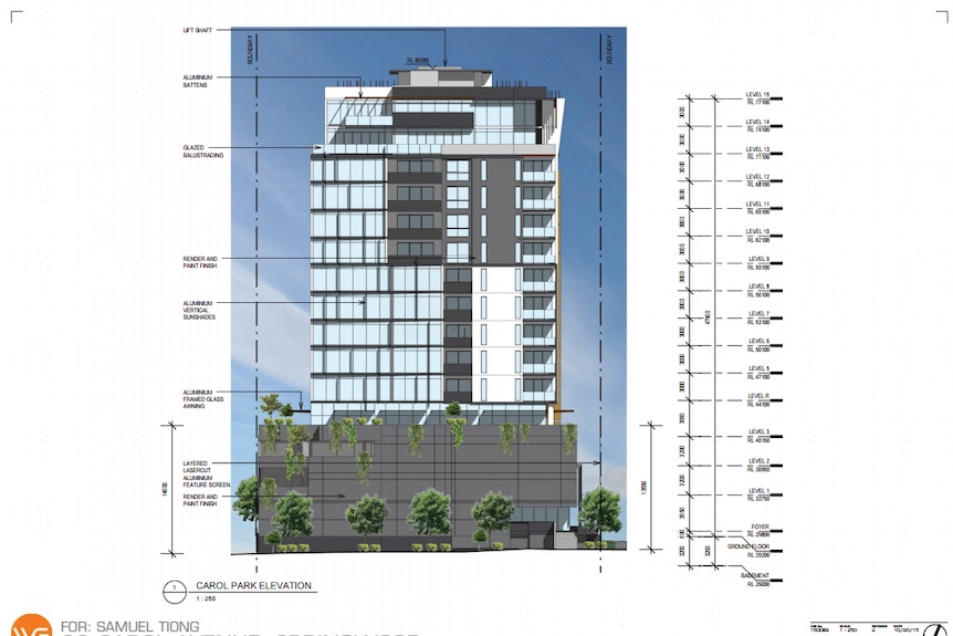 Plans show the 15 levels of the proposed development for 22 Carol avenue.