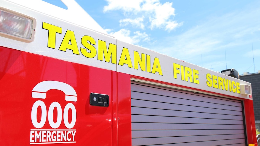 Tasmania Fire Service branding on a fire truck