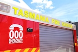 Tasmania Fire Service branding on a fire truck