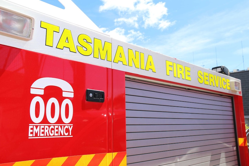 Tasmania Fire Service branding on a fire truck