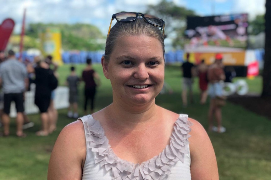 Tourist Ashleigh Marshall stands in a park on the Gold Coast.