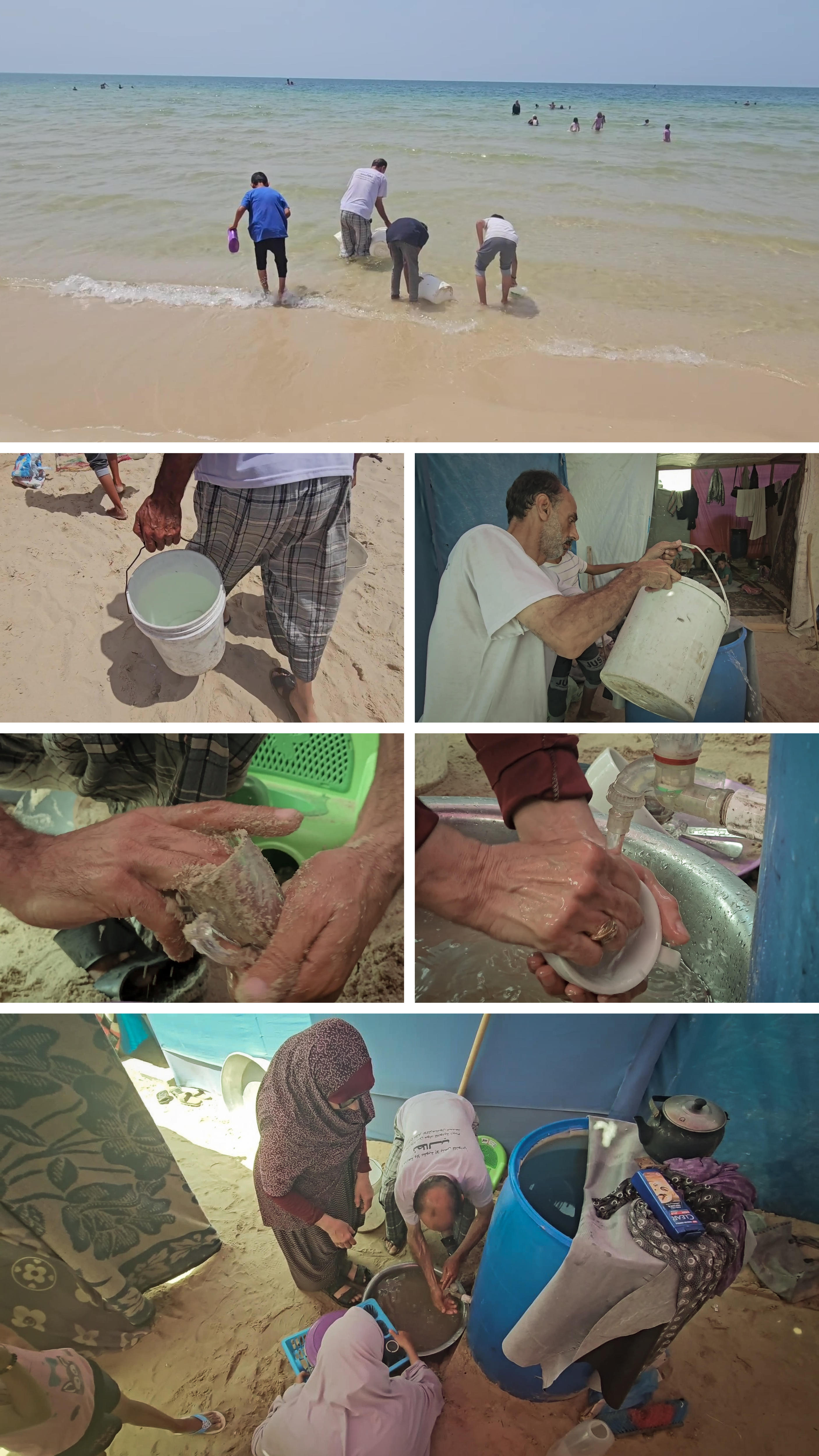 Al Awadi family use sea water to wash dishes