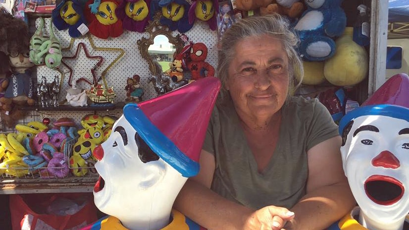 Third generation sideshow alley stallholder Annette Calder at the Maffra Show in Gippsland, in Victoria's east.