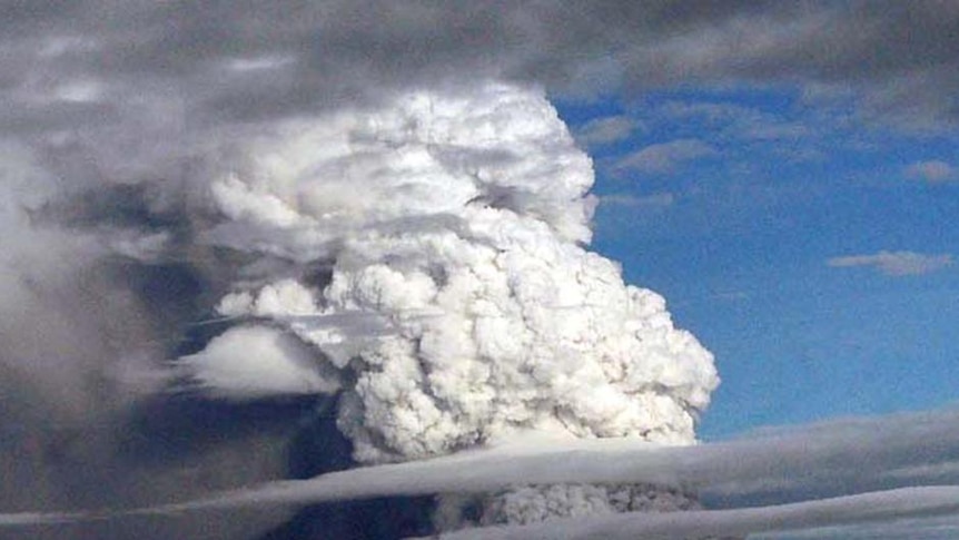 Smoke and ash above Mt Merapi