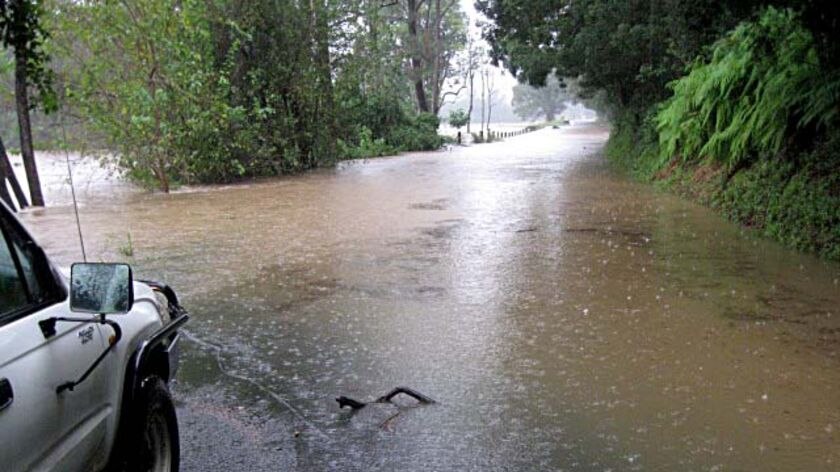 High water: two were rescued in Murwillumbah overnight.