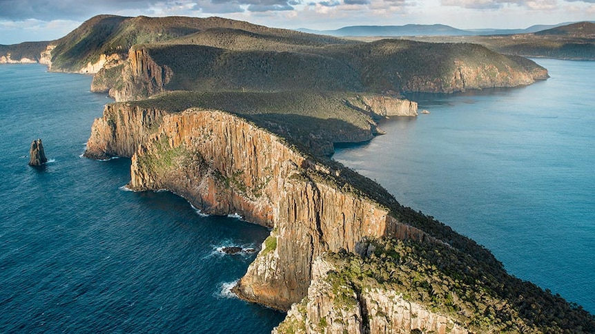 Aerial view of south-east Tasmanian coastline.