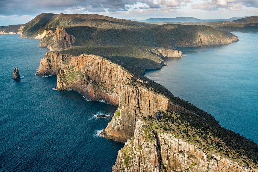 Aerial view of south-east Tasmanian coastline.