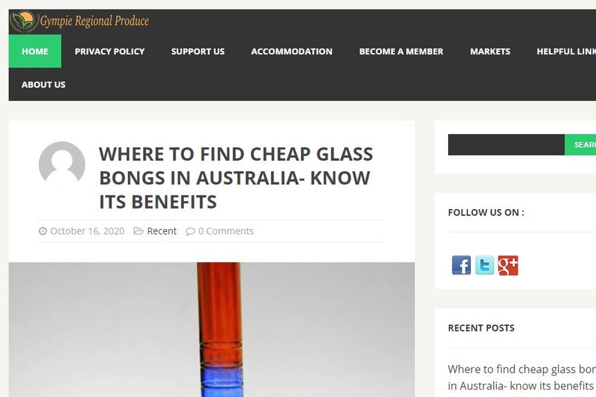 Page reads Gympie Regional Produce where to find cheap glass bongs in Australia