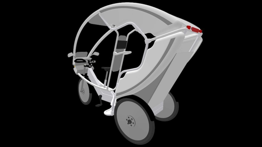 A prototype design of the redesigned rickshaw.