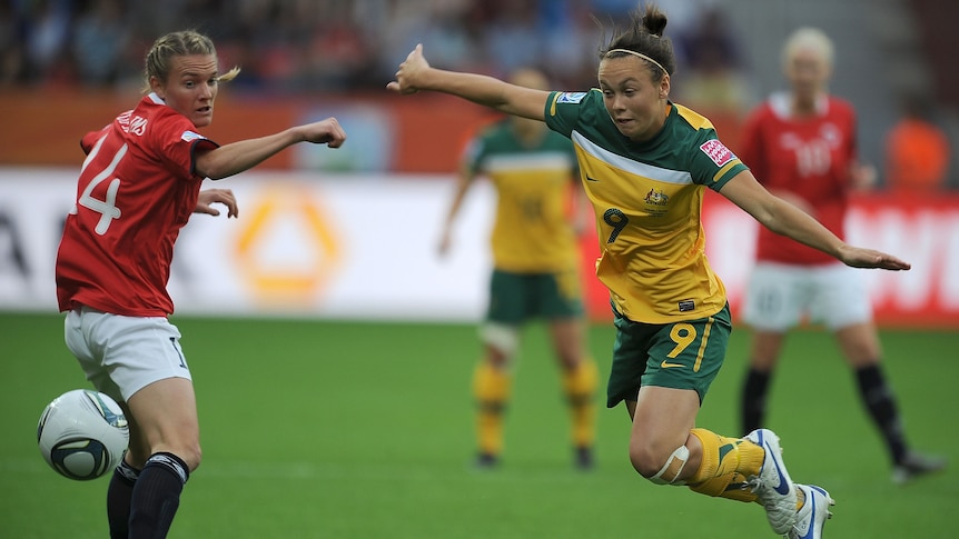 Caitlin Foord of the Matildas playing against Norway at the World Cup