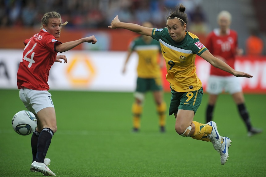Caitlin Foord of the Matildas playing against Norway at the World Cup