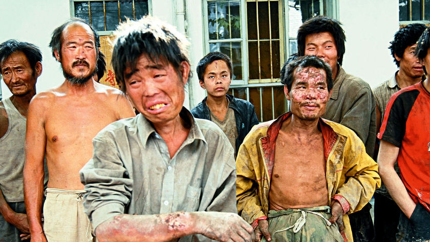 Chinese workers who were rescued from a brick kiln late last month.