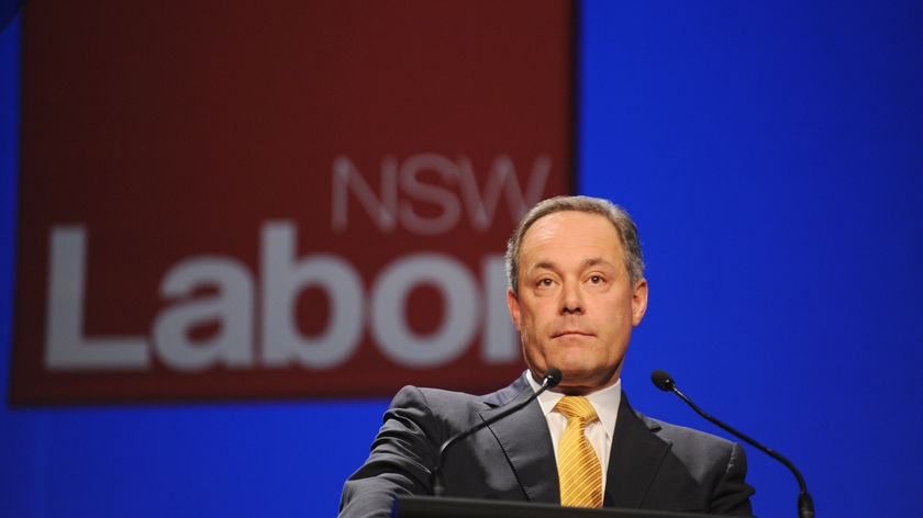 NSW Premier Morris Iemma gives the keynote address at the ALP state conference in Sydney.