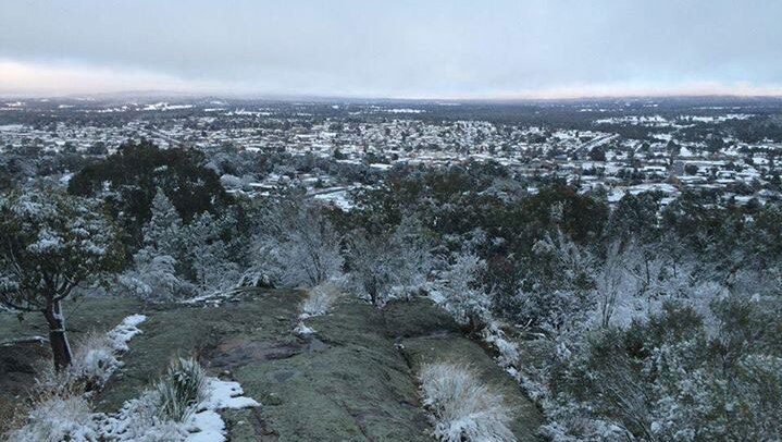 View of snow from Mount Marley overlooking Stanthorpe