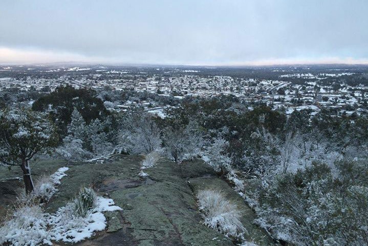 View of snow from Mount Marley overlooking Stanthorpe