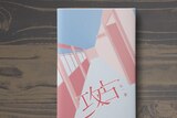 Cover of the book Occupy by Tianyi, against a wood table pattern. The cover illustration is of a blue and pink hallway.