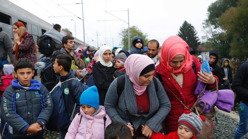 Migrants set off on foot to the border with Hungary