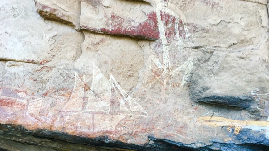 This sailing ship at Nanguluwur was painted by traditional owners during their first contact with European settlers in the 1800s