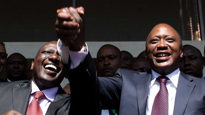 Kenyan president-elect Uhuru Kenyatta greets supporters
