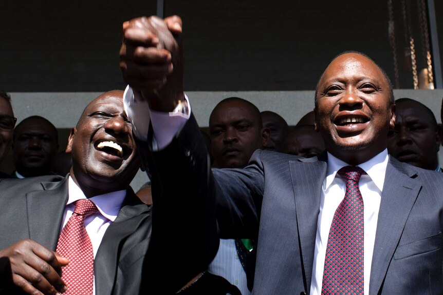 Kenyan president-elect Uhuru Kenyatta greets supporters