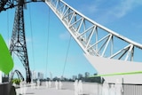 An artist's impression of what the Matagarup Bridge set to connect East Perth to Perth Stadium will look like with people on it.