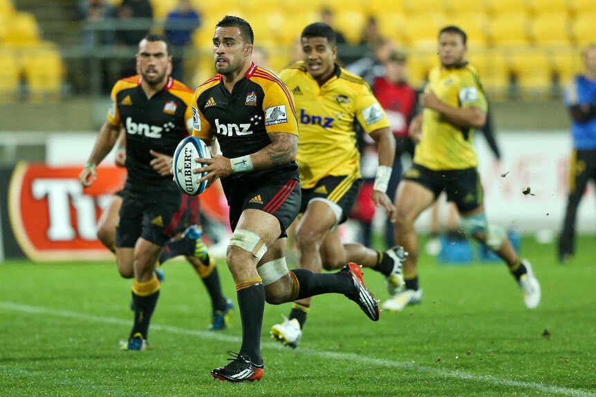 On the burst ... Liam Messam makes a break for the Chiefs