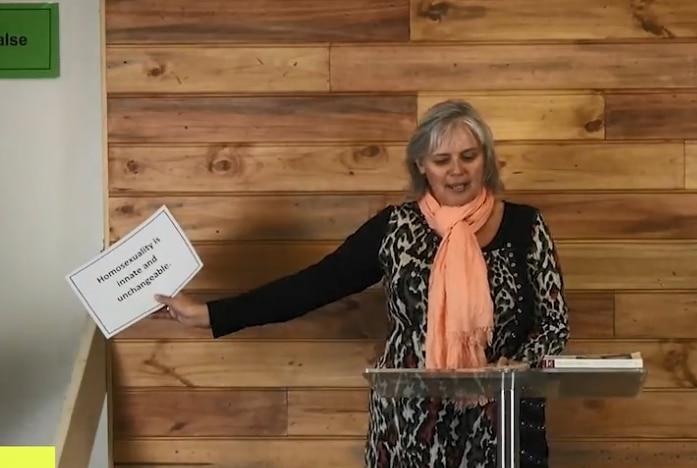 Independent Buninyong candidate Dianne Colbert speaking on YouTube about the 'myths' and 'facts' of homosexuality.
