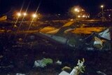The crash site of a Boeing 737 airplane at Kazan airport