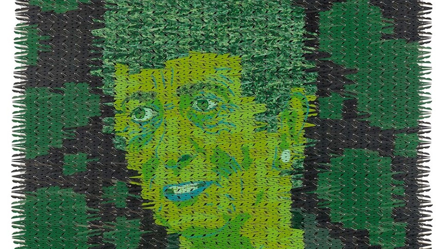 A portrait of former politician Peg Putt was made out of thousands of pegs by Michael Ariston.