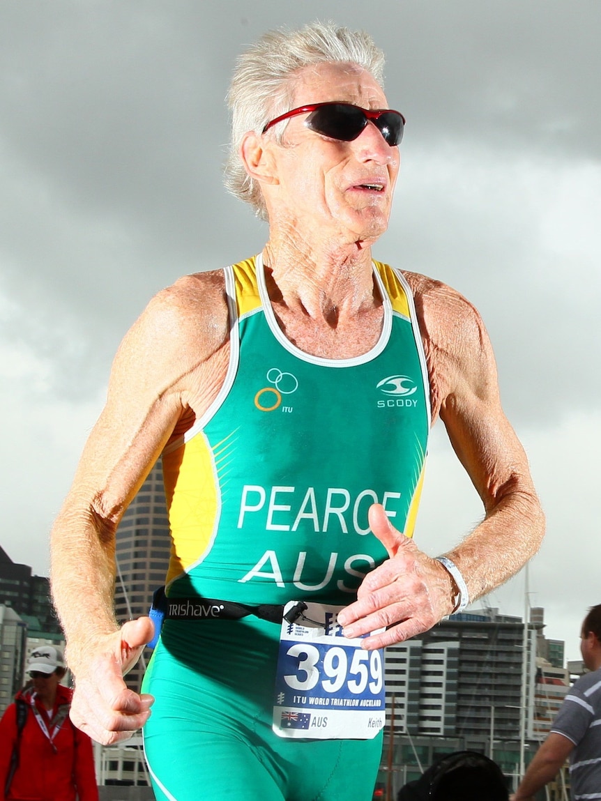 Keith Pearce running in a triathlon