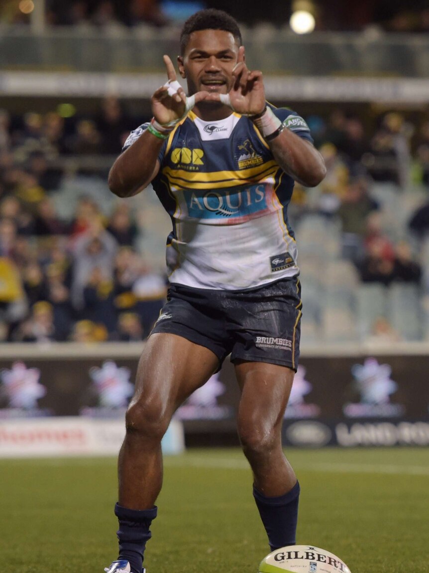 Henry Speight celebrates one of his tries against the Bulls