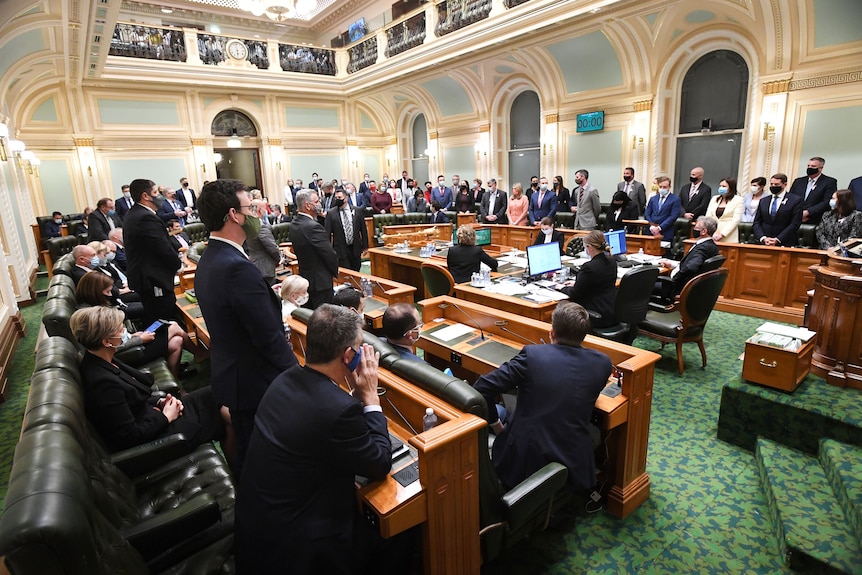 MPs standing to vote in Queensland Parliament