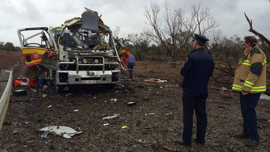 Emergency crews inspect truck explosion site south of Charleville