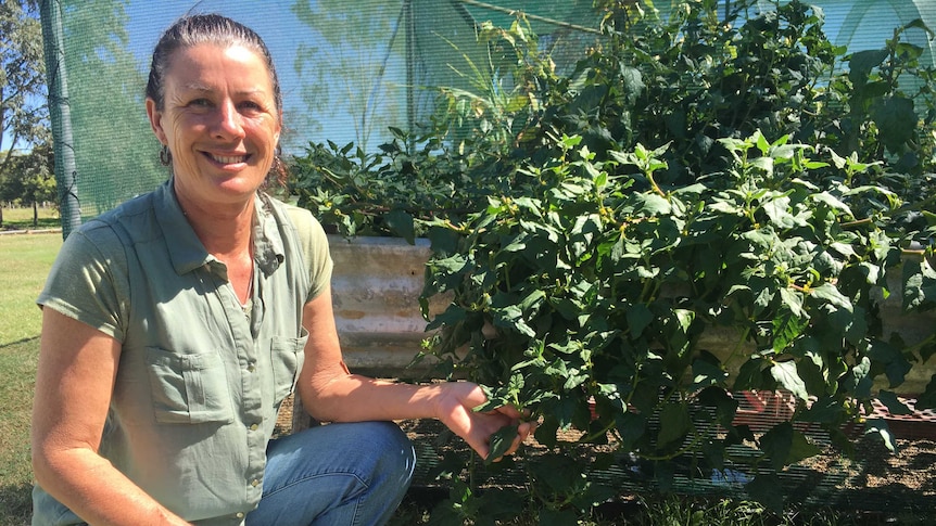 Veronica Cougan poses with a Warrigal green.