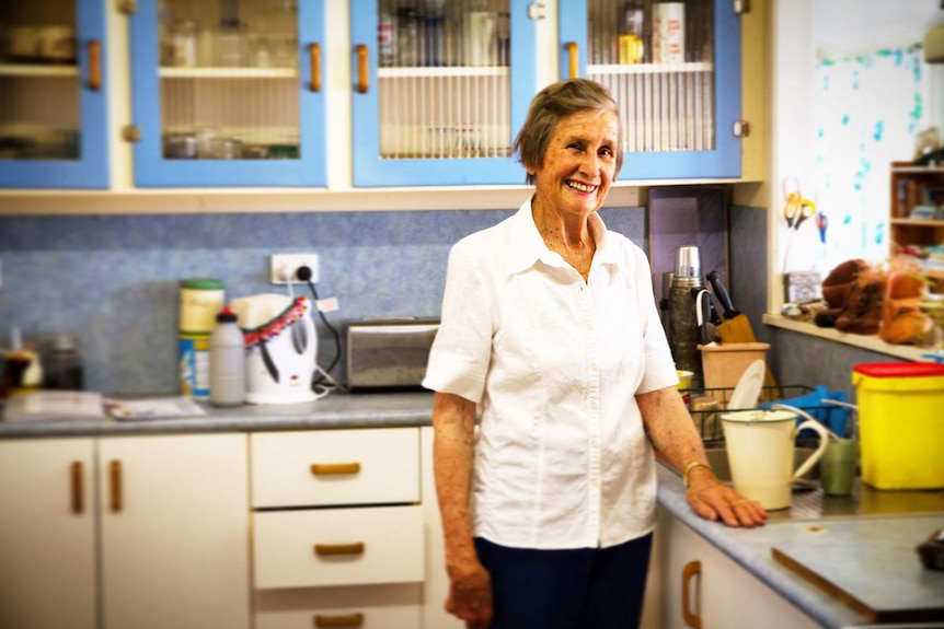 Retiree Pearl Langdon in her kitchen in her Muttaburra home in central-west Queensland.