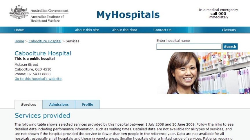 The Caboolture Hospital page on the My Hospitals website