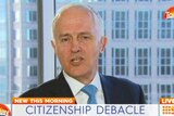 A screenshot of Malcolm Turnbull on Channel Nine's Today show. His expression is angry.