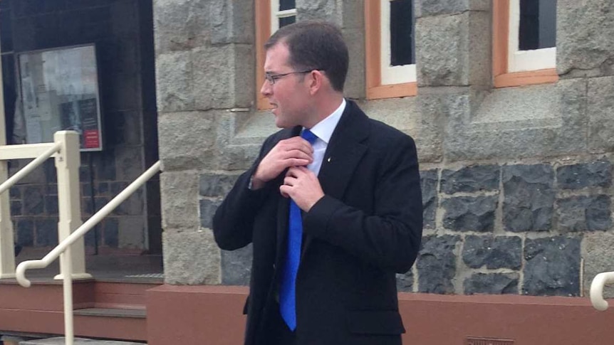 NSW Northern Tablelands MP Adam Marshall outside Glen Innes Court after pleading guilty to drink driving.