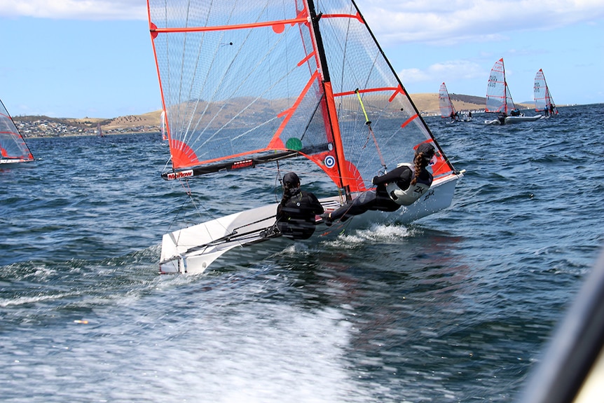 Competitors on River Derwent during national sailing championships