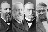 A composite image of James Garfield, Benjamin Harris, William McKinley and Warren G. Harding