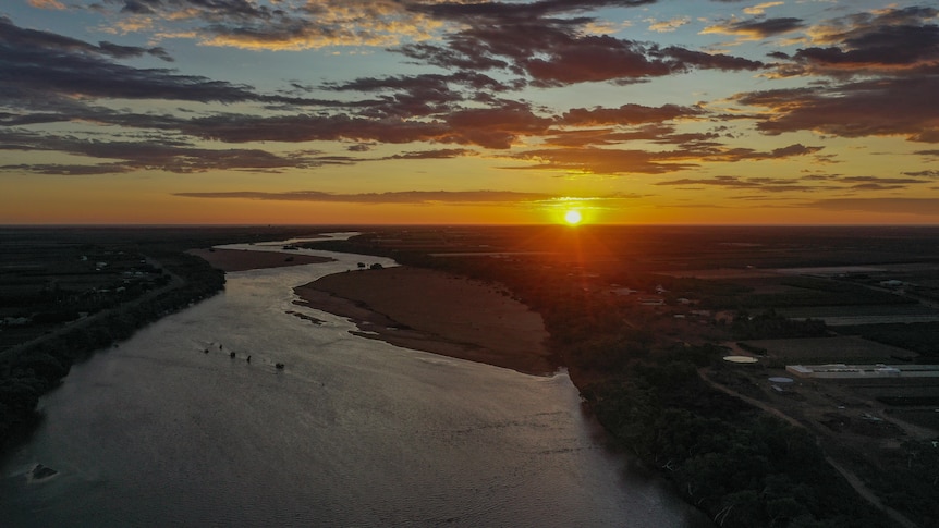 The Gascoyne River flowing after recent rain and thunderstorms