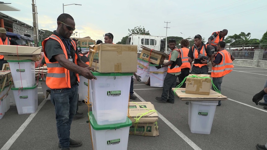 PNG election officials in Port Moresby ahead of the national poll