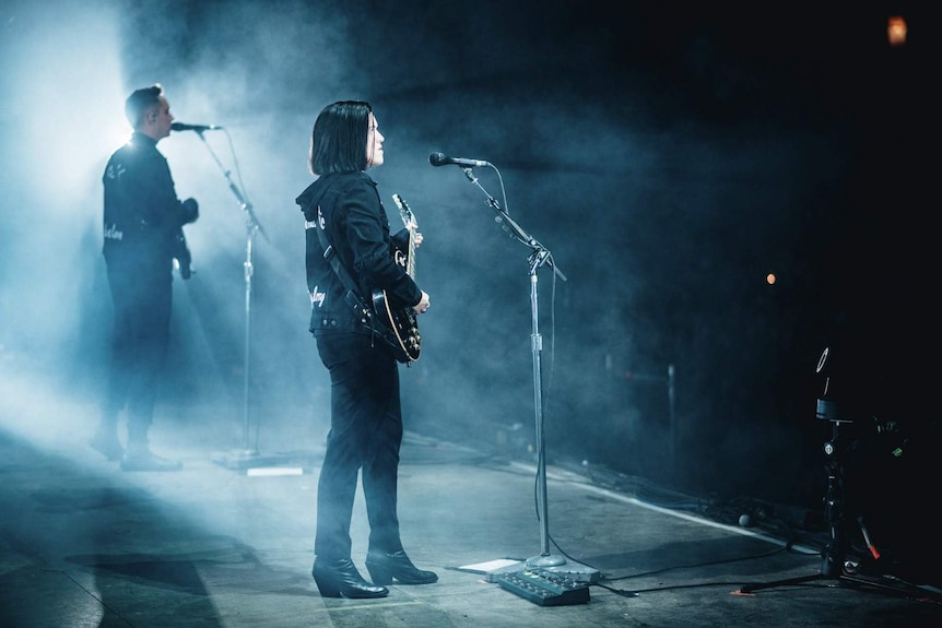 Romy and Oliver from The XX play onstage at Splendour In The Grass 2017