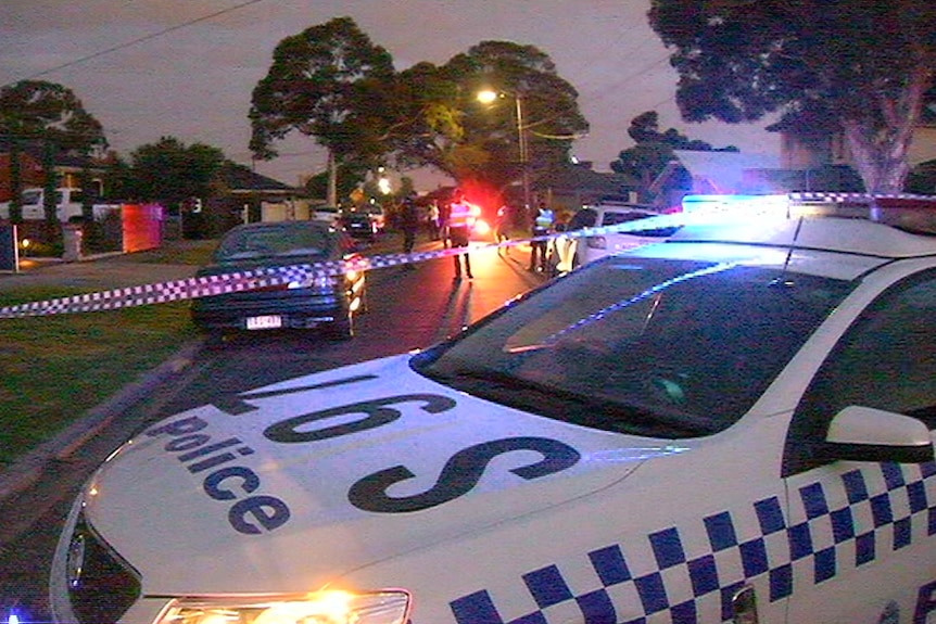Police at the scene after a toddler is hit in the driveway of a home at Avondale Heights.