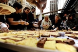 Chocolate lovers in Sydney helping in the celebration of the opening of a store in 2009.