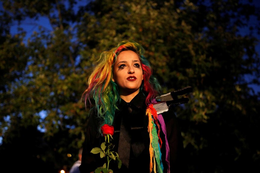 A participant at Jerusalem's Gay Pride parade
