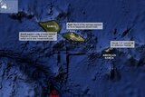 A map showing the effects of an 8.3-magnitude earthquake and its resultant tsunami on Samoa and Amer