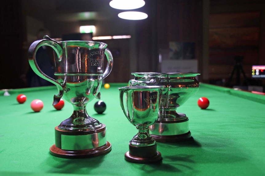 Trophies on offer for the Ron Atkins Classic snooker championship